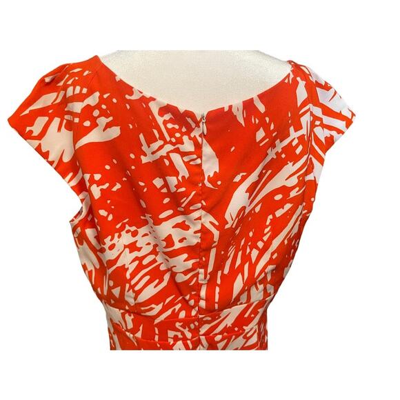 Emma & Michele Orange White Abstract Dress Size 16 - Picture 6 of 8